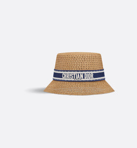 D-Bobby Small Brim Hat • Natural Straw with Blue and White Embroidered Band