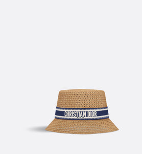 D-Bobby Small Brim Hat • Natural Straw with Blue and White Embroidered Band