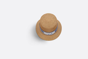 D-Bobby Small Brim Hat • Natural Straw with Blue and White Embroidered Band