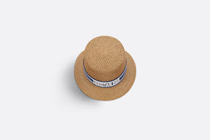 D-Bobby Small Brim Hat • Natural Straw with Blue and White Embroidered Band