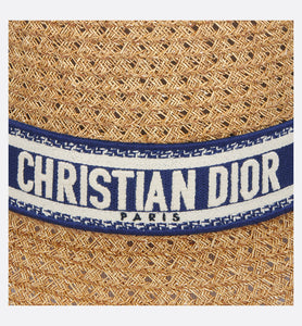 D-Bobby Small Brim Hat • Natural Straw with Blue and White Embroidered Band