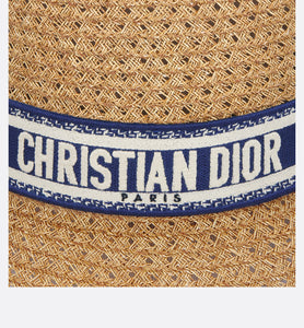 D-Bobby Small Brim Hat • Natural Straw with Blue and White Embroidered Band