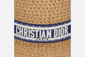 D-Bobby Small Brim Hat • Natural Straw with Blue and White Embroidered Band