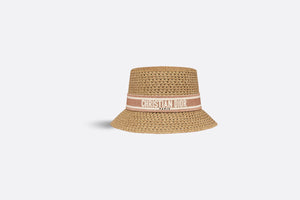 D-Bobby Small Brim Hat • Natural Straw with Rose Des Vents and White Embroidered Band