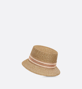 D-Bobby Small Brim Hat • Natural Straw with Rose Des Vents and White Embroidered Band