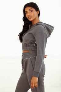 Zip up Scrunchie Hoodie - Charcoal