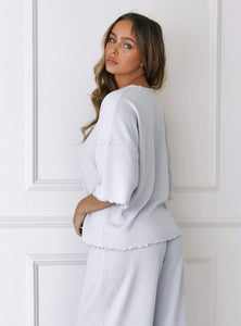 Soft Waffle Pyjama Top - Frost