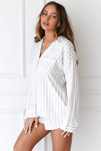 Pinstripe Pyjama Shirt (Set) - Mink
