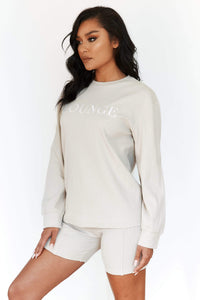 Soft Chic Ribbed Long Sleeve Top - Oatmeal