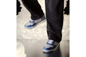 B27 Low-Top Sneaker • Blue and White Smooth Calfskin with White Dior Oblique Galaxy Leather