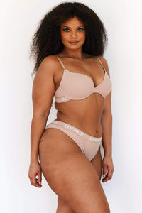 Ultra Comfort Ribbed T-Shirt Bra (Set) - Taupe