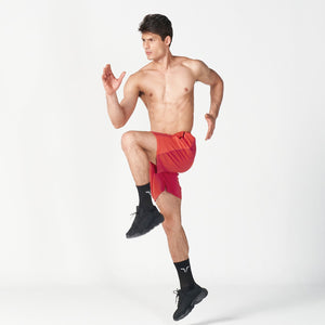 Statement Ribbed Flex Shorts - Paprika