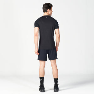 Statement Ribbed Tech Tee - Black