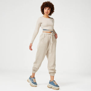 Retrograde Criss Cross Tie Joggers - Silver Lining