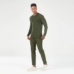 Statement Ribbed Long Sleeves Tee - Kombu Green