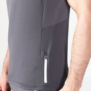 Statement Ribbed Tech Tee - Asphalt