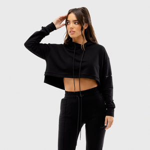 Vibe Crop Hoodie - Black