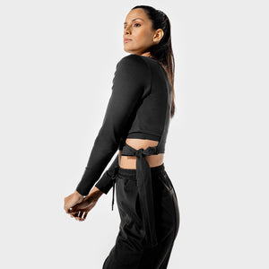 Women's Fitness - Tie Crop Top - Black