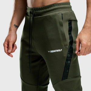 Warrior Jogger Pants - Olive with Black Panel