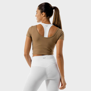 Warrior Crop Tee - Half Sleeves - Brown