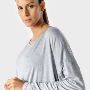 Women's Fitness - Batwing Top - Grey Marl