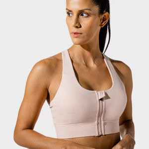 Women's Fitness - Zip Up Sports Bra - Peachy Keen