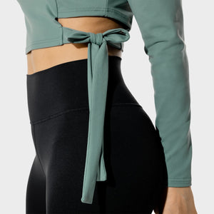 Women's Fitness - Tie Crop Top - Basil