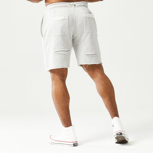 Golden Era Ripped Shorts - Light Grey Marl