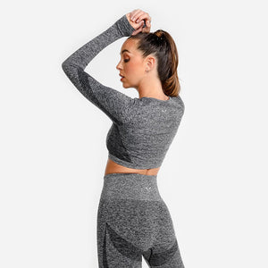 Marl Seamless Crop Top - Oynx