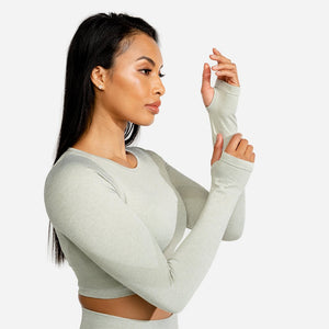 Marl Seamless Crop Top - Ice