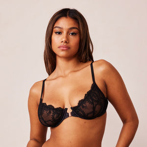 Seduce Front Fastening Balcony Bra  - Black