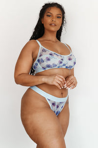 Floral Mesh Bra (Set) - Blue