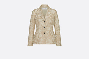 Fitted Jacket • White Technical Jacquard with Gold-Tone Allover Butterfly Motif