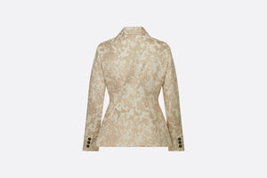 Fitted Jacket • White Technical Jacquard with Gold-Tone Allover Butterfly Motif