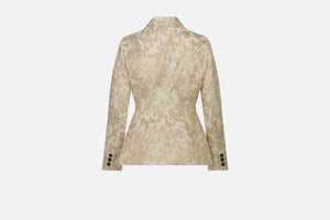 Fitted Jacket • White Technical Jacquard with Gold-Tone Allover Butterfly Motif