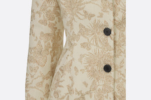 Fitted Jacket • White Technical Jacquard with Gold-Tone Allover Butterfly Motif