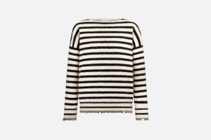 Dior Marinière Sweater • White and Black Cashmere, Silk and Mohair Knit with Butterfly Motif