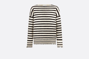 Dior Marinière Sweater • White and Black Cashmere, Silk and Mohair Knit with Butterfly Motif