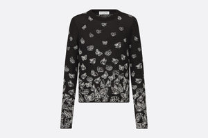 Sweater • Black Wool and Cashmere Knit with Gradient Butterflies Motif