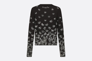 Sweater • Black Wool and Cashmere Knit with Gradient Butterflies Motif