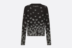 Sweater • Black Wool and Cashmere Knit with Gradient Butterflies Motif