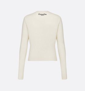 Embroidered Sweater • Gold-Tone and White Cashmere Knit with Butterfly Around the World Motif