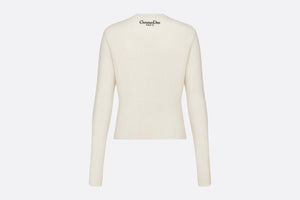 Embroidered Sweater • Gold-Tone and White Cashmere Knit with Butterfly Around the World Motif