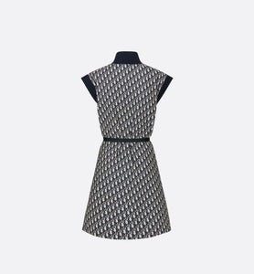 Belted Dress • Blue Technical Taffeta Jacquard with Dior Oblique Motif