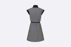 Belted Dress • Blue Technical Taffeta Jacquard with Dior Oblique Motif