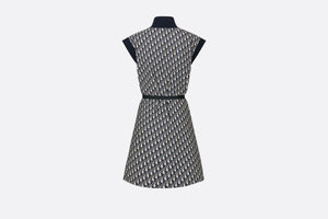 Belted Dress • Blue Technical Taffeta Jacquard with Dior Oblique Motif