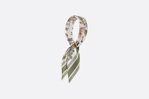 Toile de Jouy Mexico 90 Square Scarf • White and Pastel Peyote Green Silk Twill