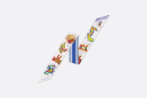 Niki de Saint Phalle Dragon Zodiac Mitzah Scarf • White and Blue Multicolor Silk Twill