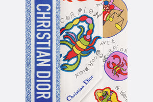 Niki de Saint Phalle Dragon Zodiac Mitzah Scarf • White and Blue Multicolor Silk Twill