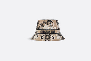 D-Bobby Butterfly Bandana Small Brim Bucket Hat • Beige Multicolor Embroidery